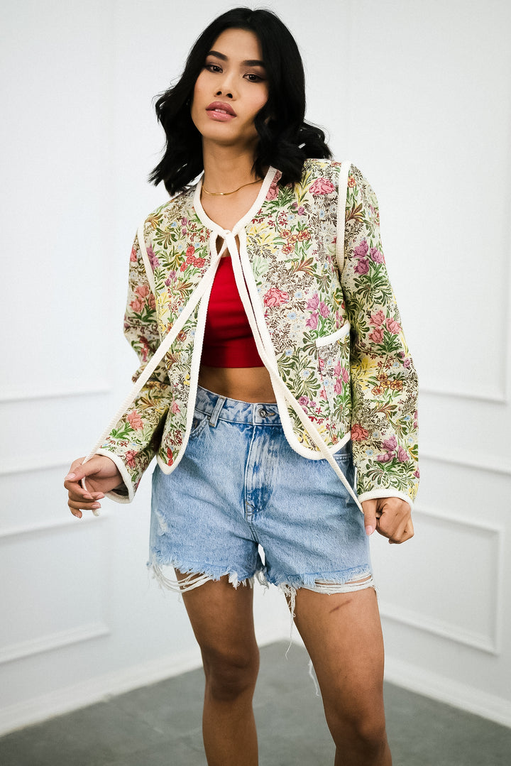 Stylish floral woven jacket for events