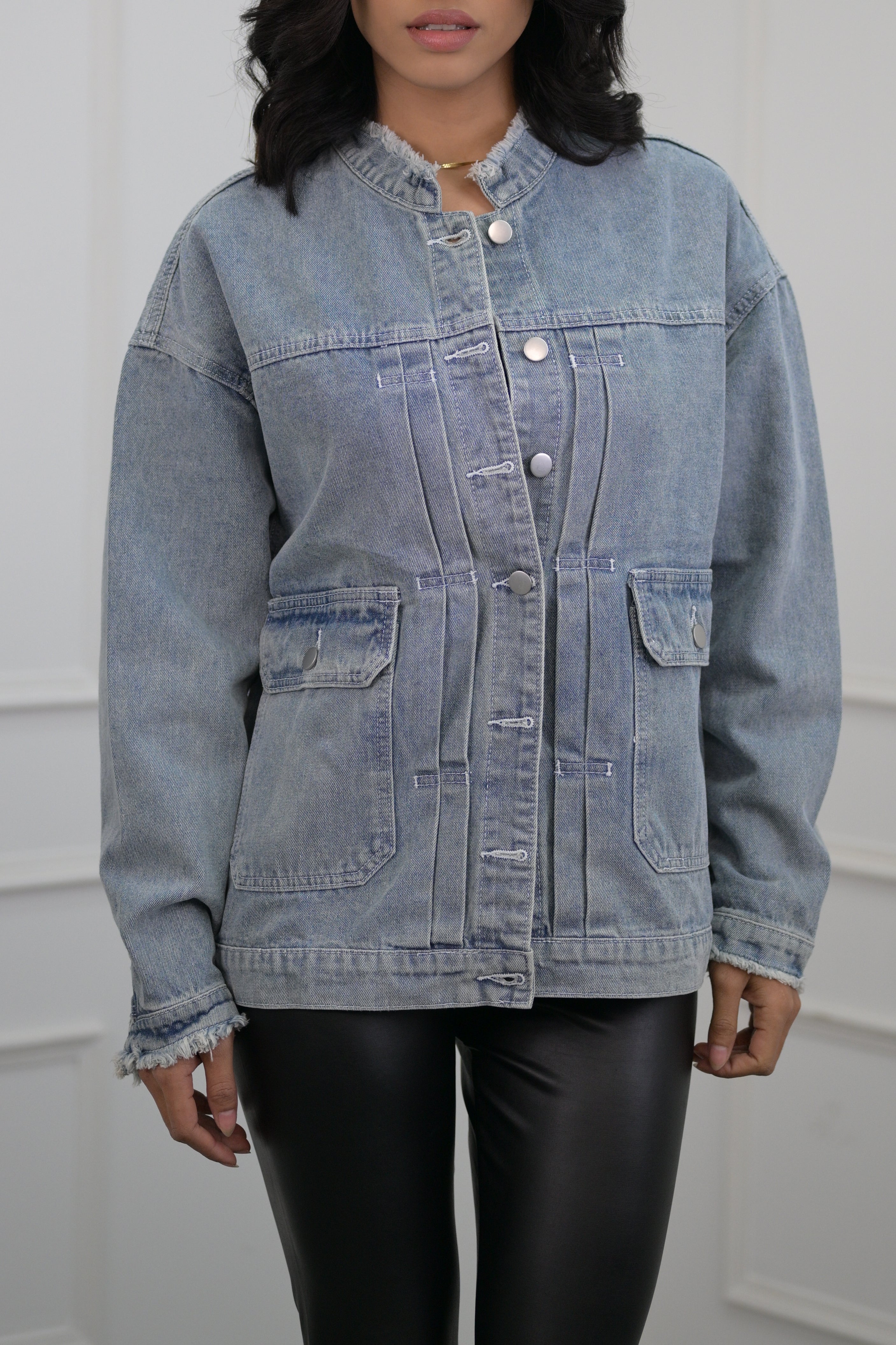 Blue Checkered Crop Denim Jacket – Style Me Apparel