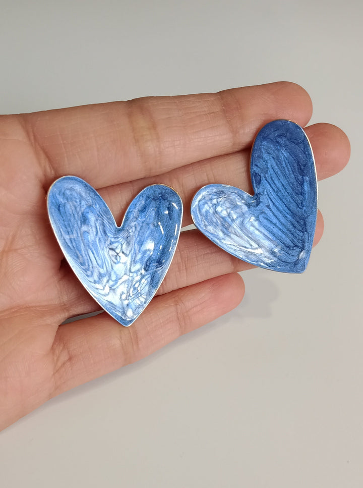 Celestial Blue Heart Earrings