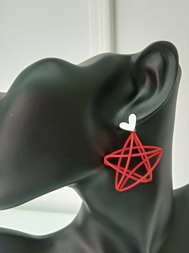 3D Stellar Love Dangle Earrings