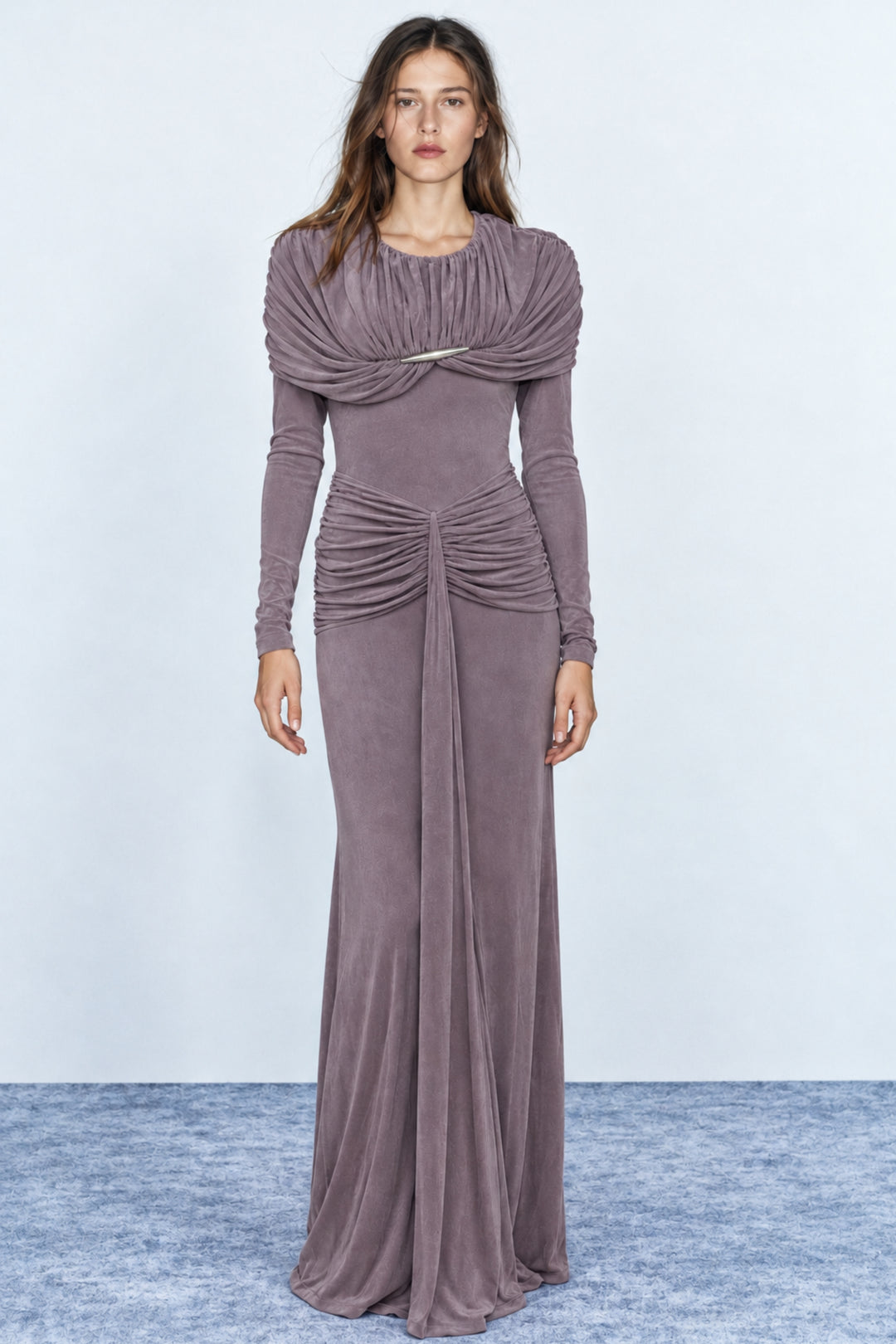 Lavender fitted maxi dress
