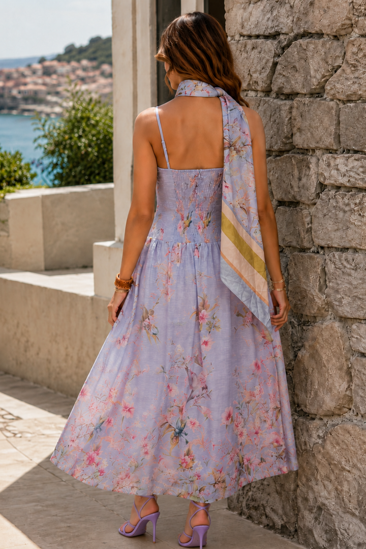 lavender muse scarf dress