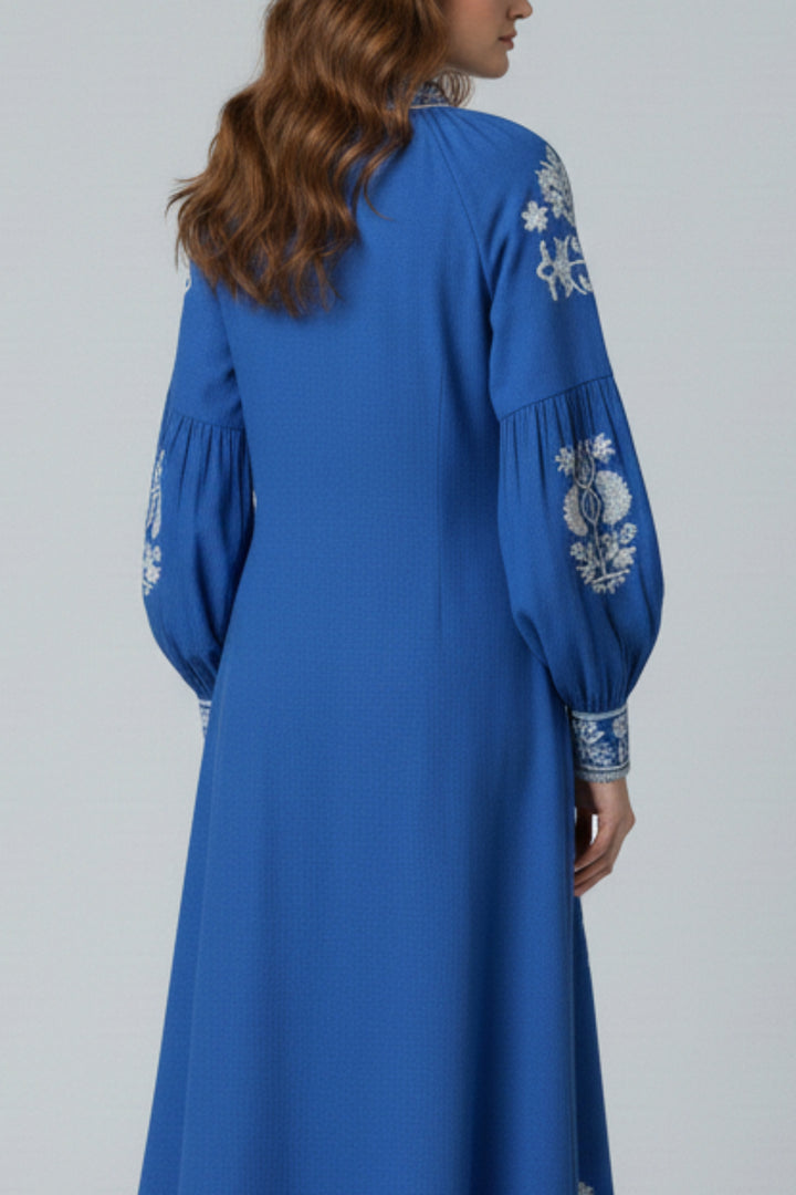 Embroidered Panelled Cotton Maxi Dress