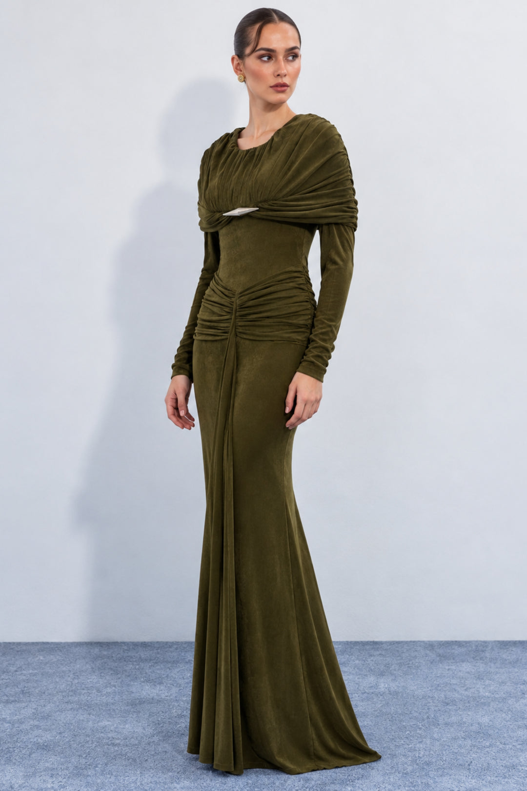 Women's olive green evening gown
