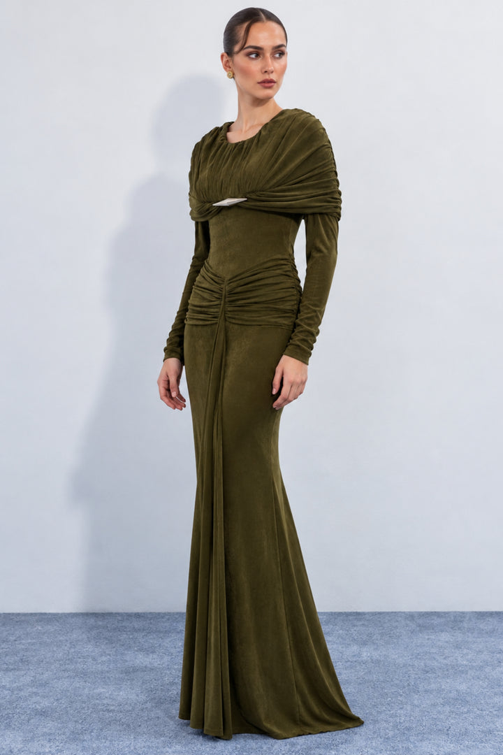 Women's olive green evening gown