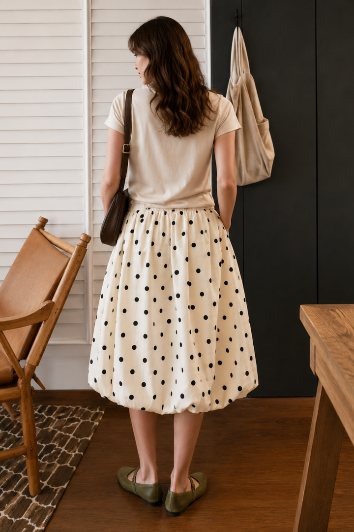 White bubble polka dot skirt