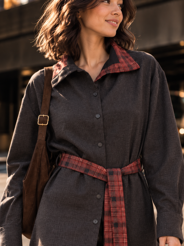 Raven Plaid Belted Shacket