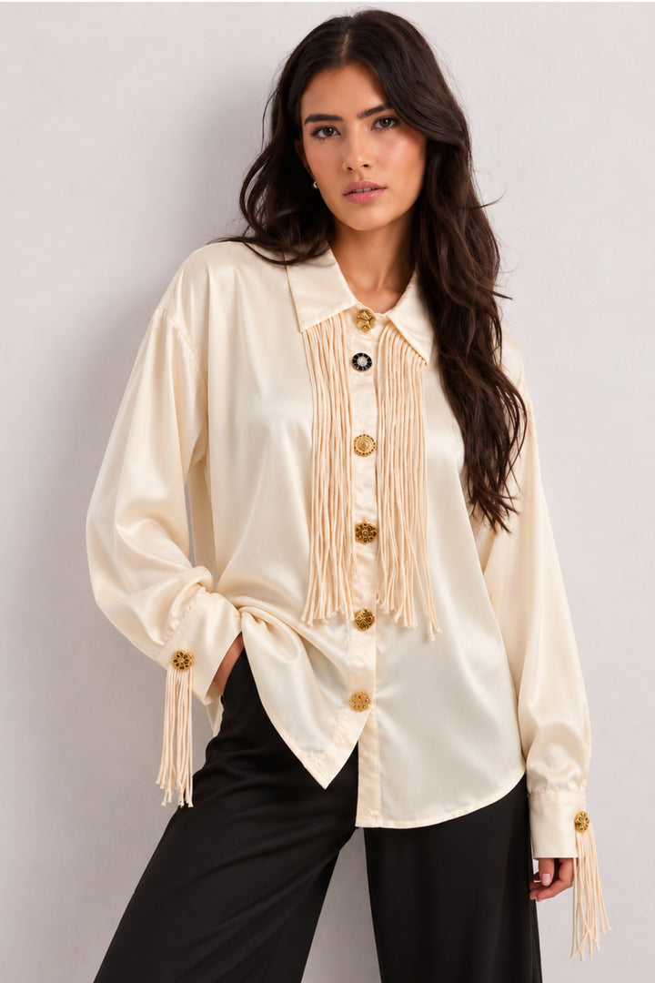 Satin Ivory shirt for women