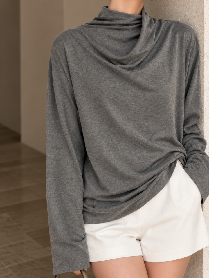 Pebble Grey Cowl-Neck Top