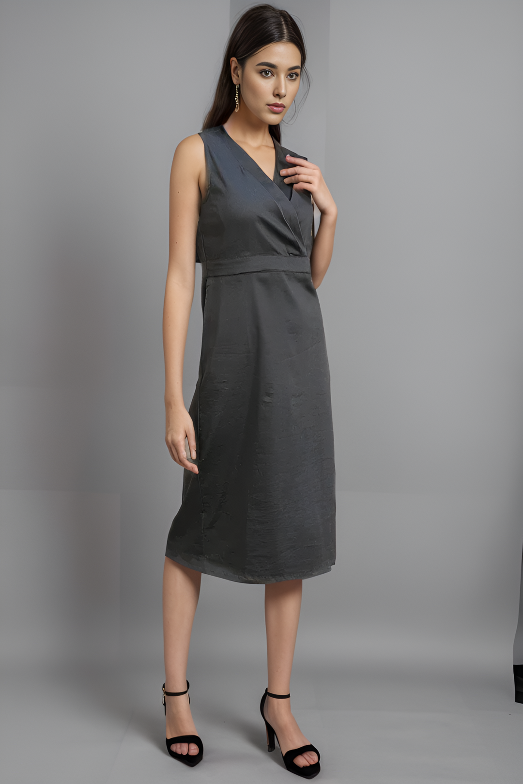 Grey sales sleeveless dress