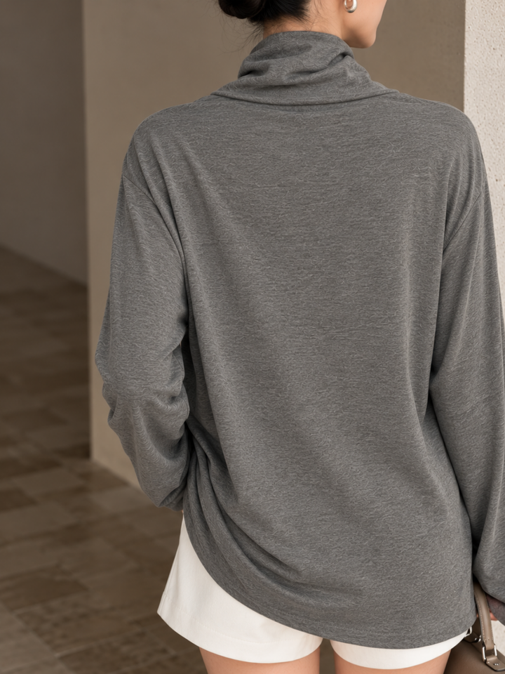 Pebble Grey Cowl-Neck Top