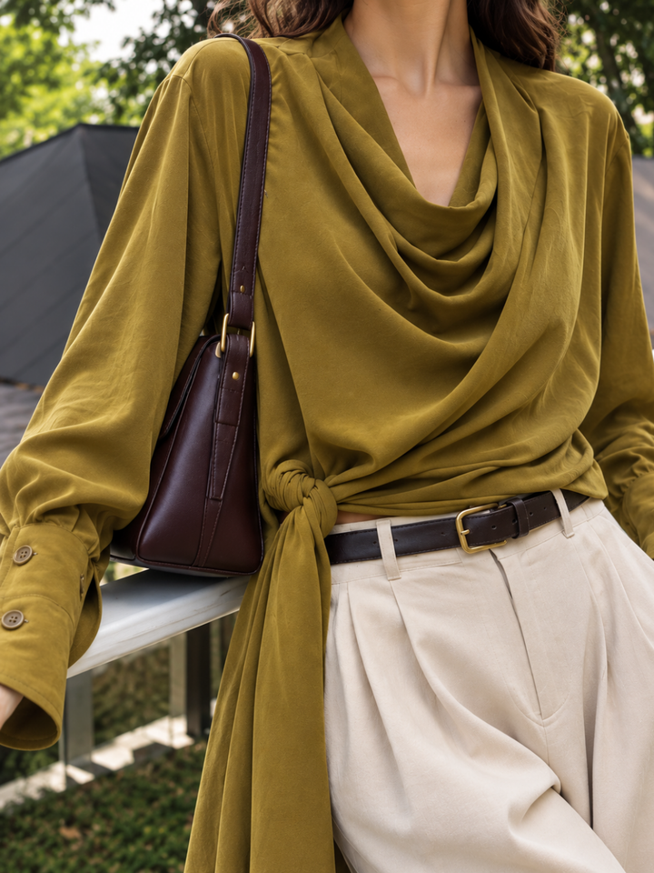 Matcha Draped Wrap Top