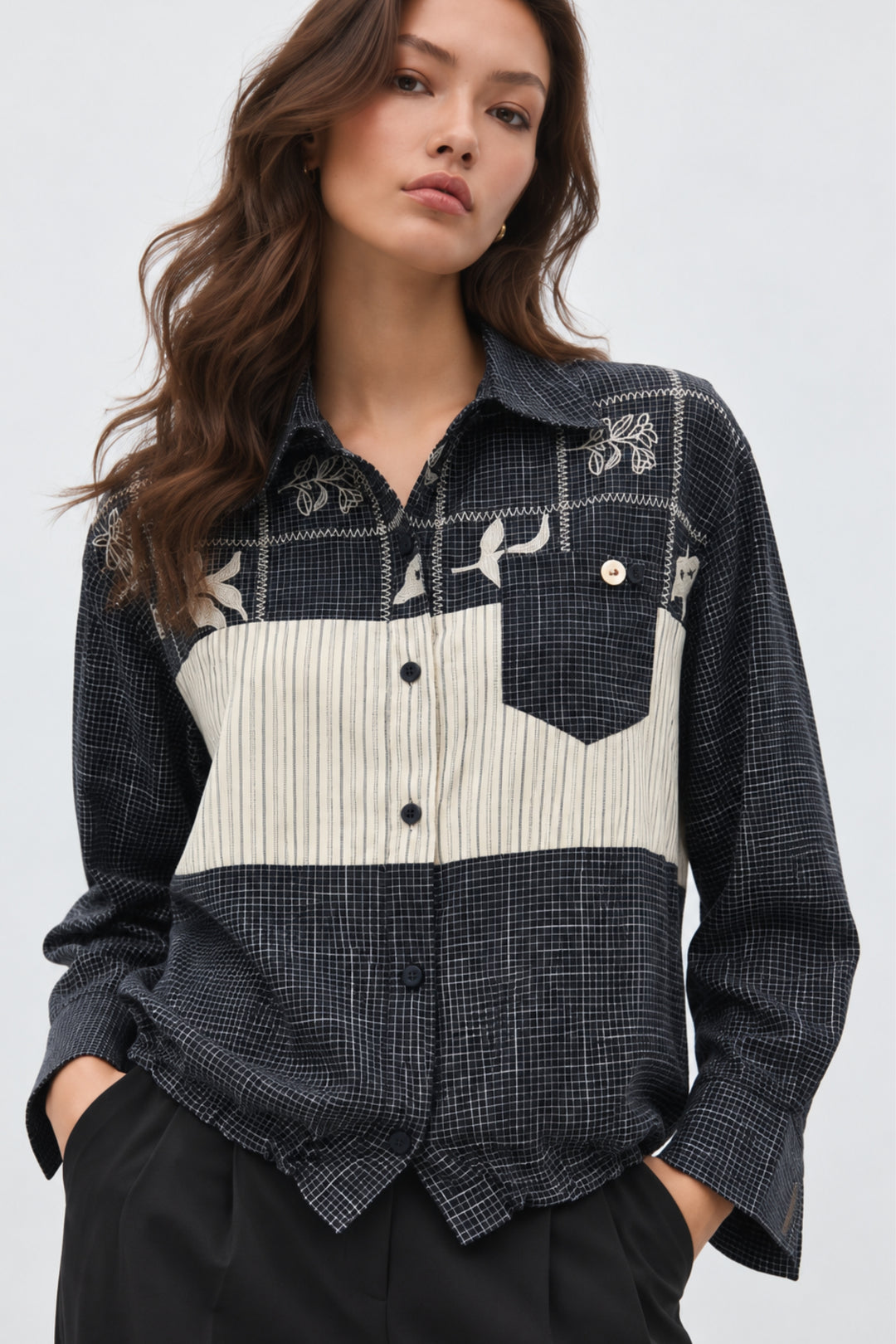 Vera Contrast Embroidered Shirt