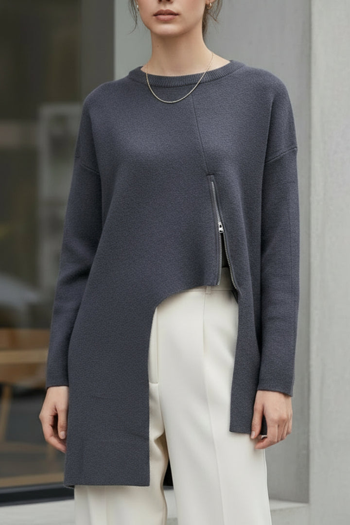 Slate Grey Framed Box knit Sweater