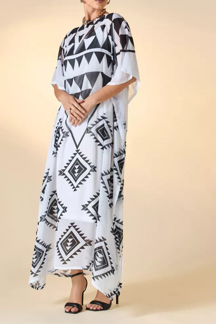 Cover-Up Geometric Print Kaftan