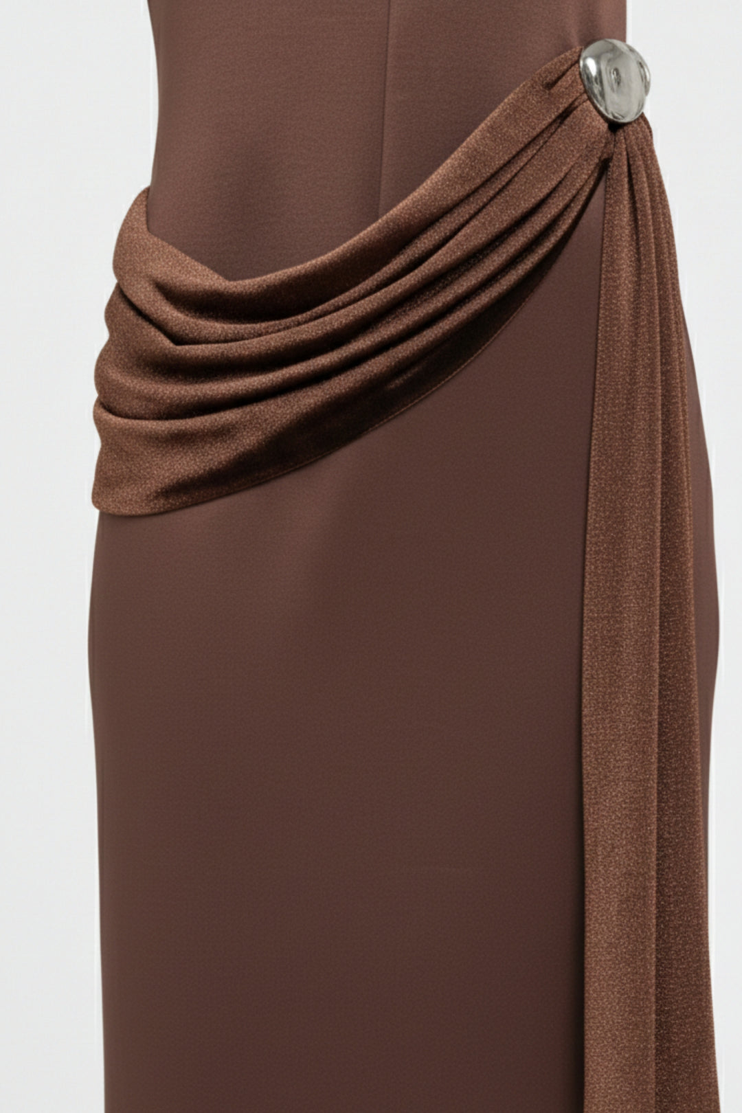 Cocoa Asymmetric Drape Maxi Dress
