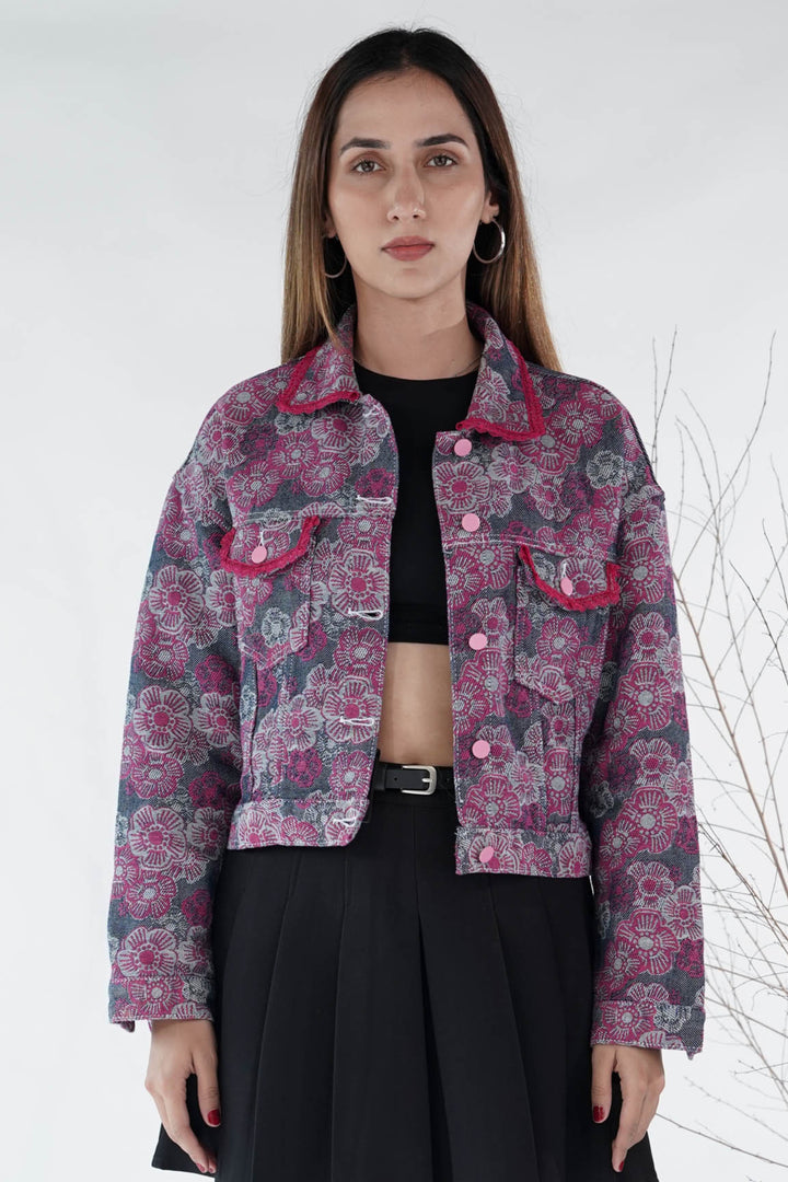 Pink Blossom Denim Jacket