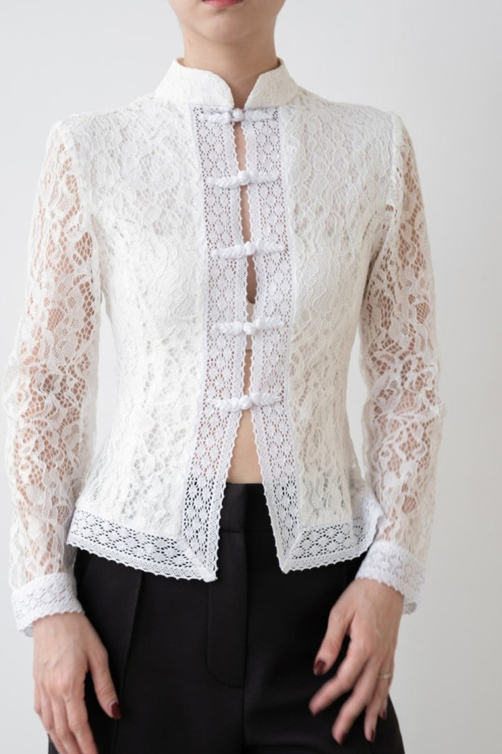 White Lace Collar Top for Women