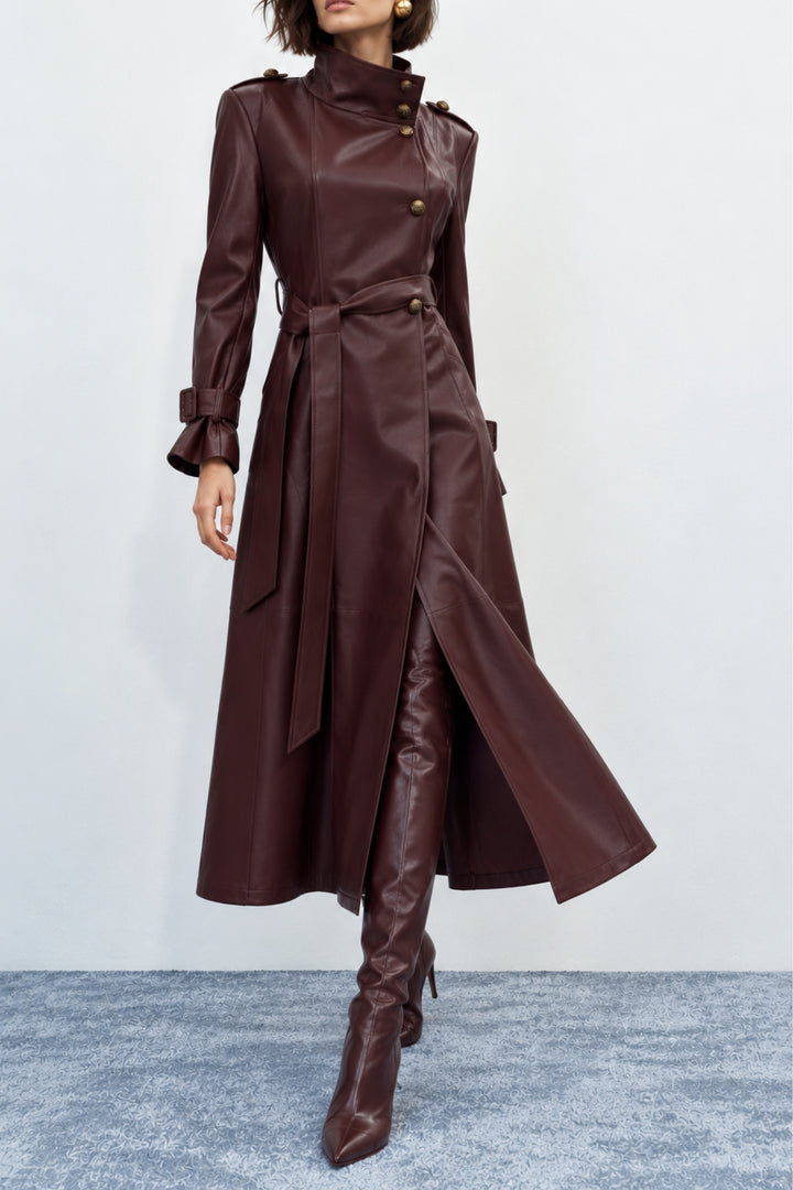 Burgundy trench coat