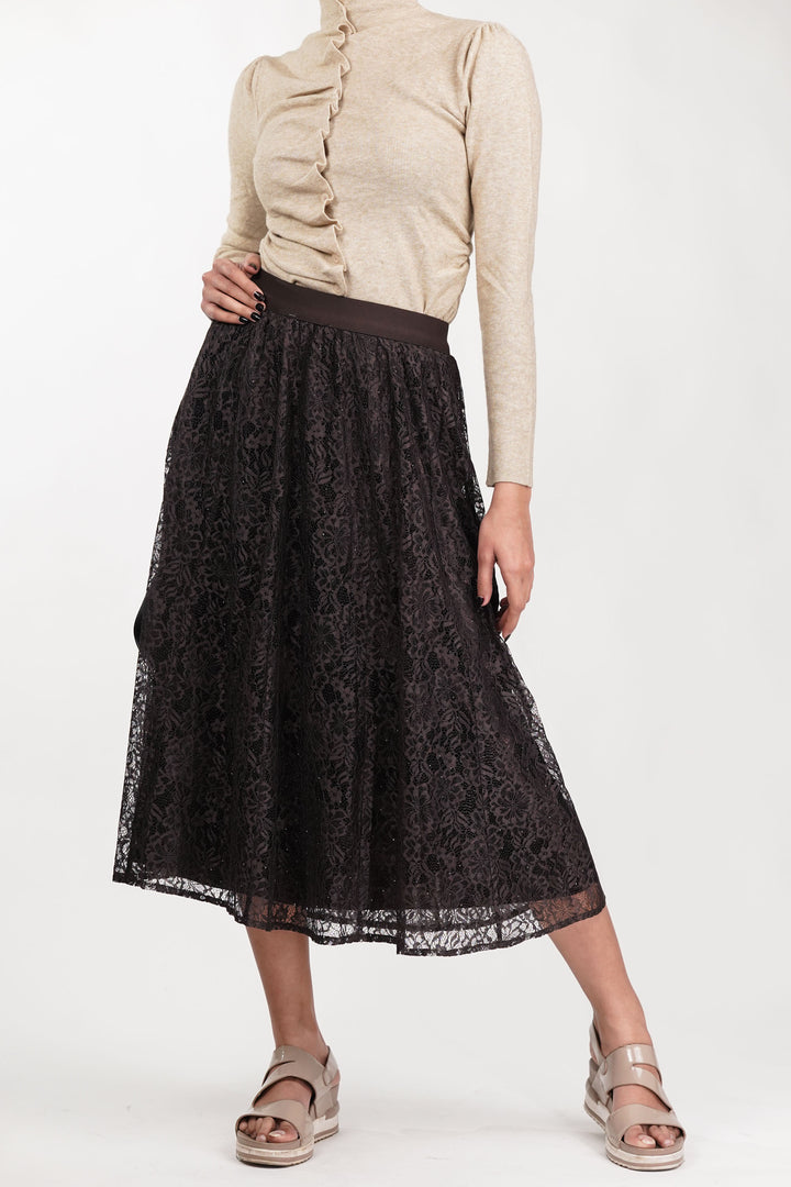 Brown Veiled Net Skirt