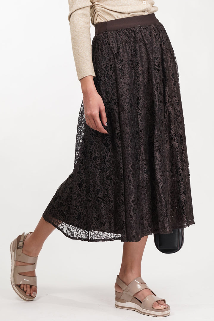 Brown Veiled Net Skirt