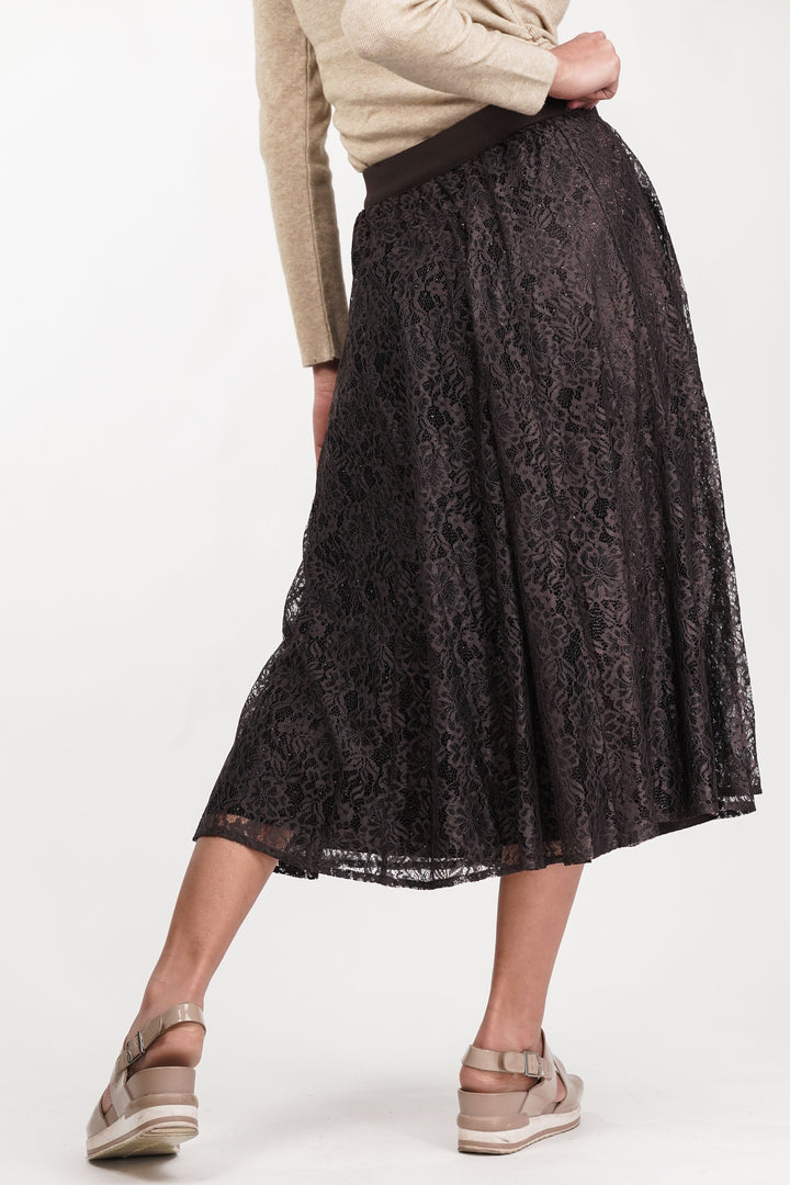 Brown Veiled Net Skirt