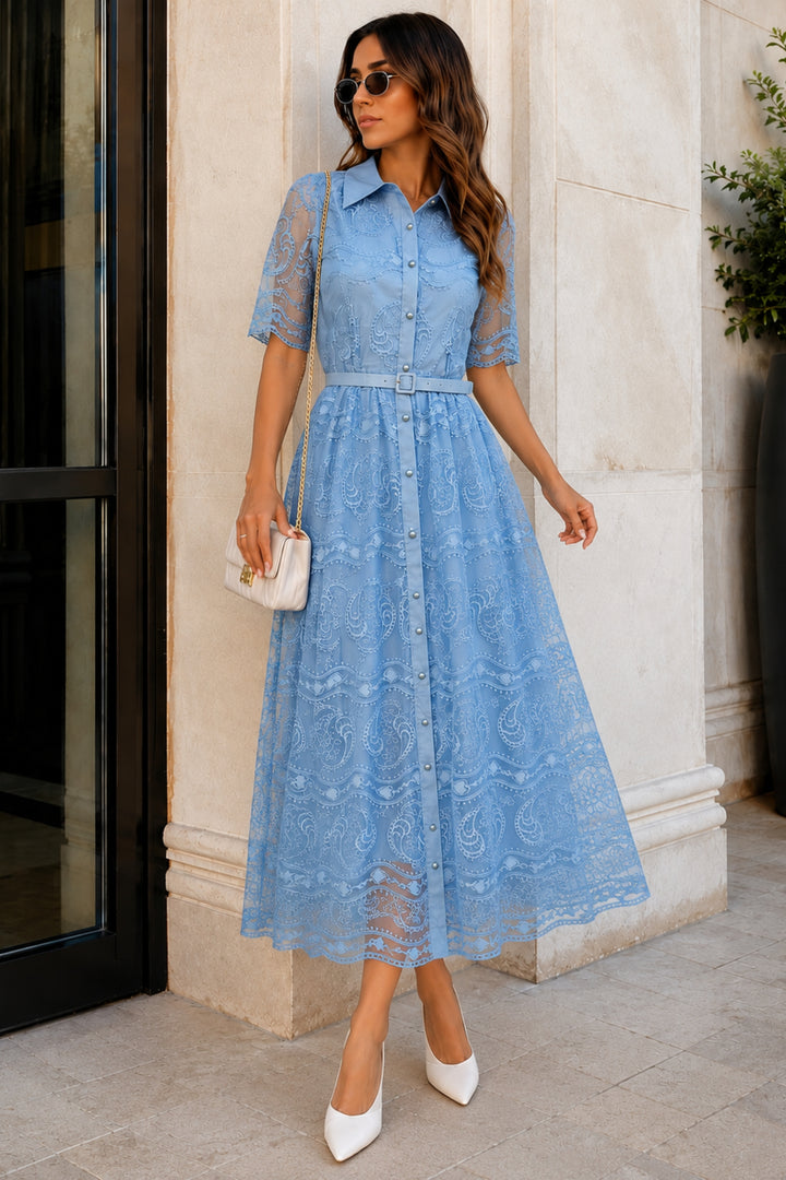 Blue floral dress for women