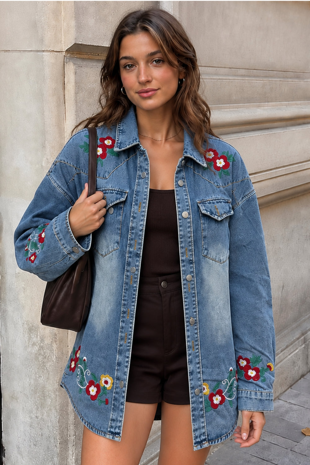 embroidered shacket for women