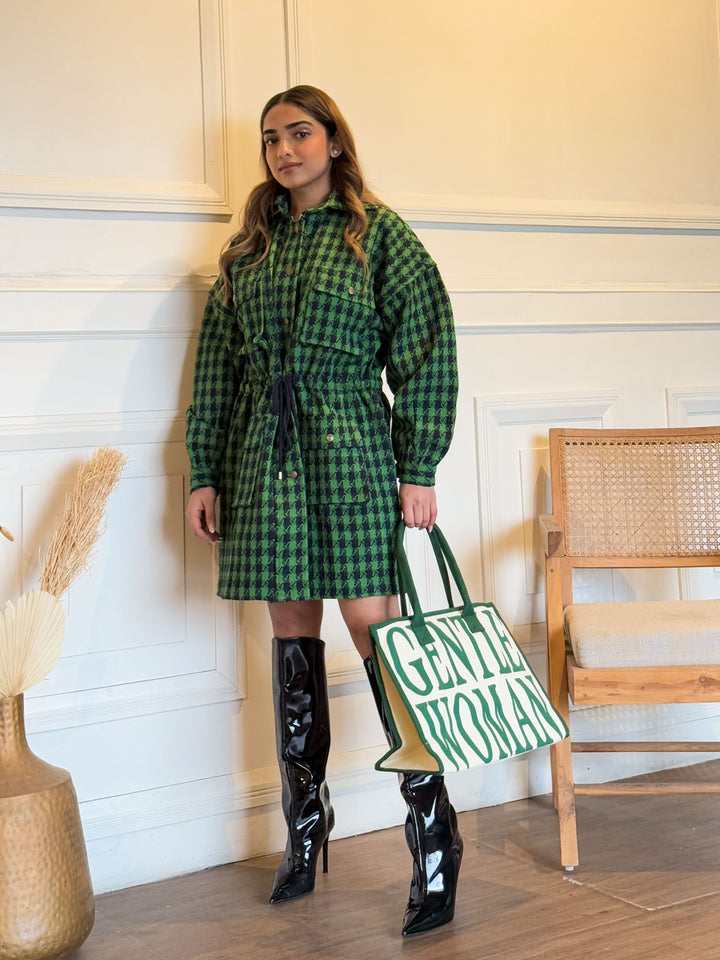 Emerald Forest Oversized Tweed Shacket Dress