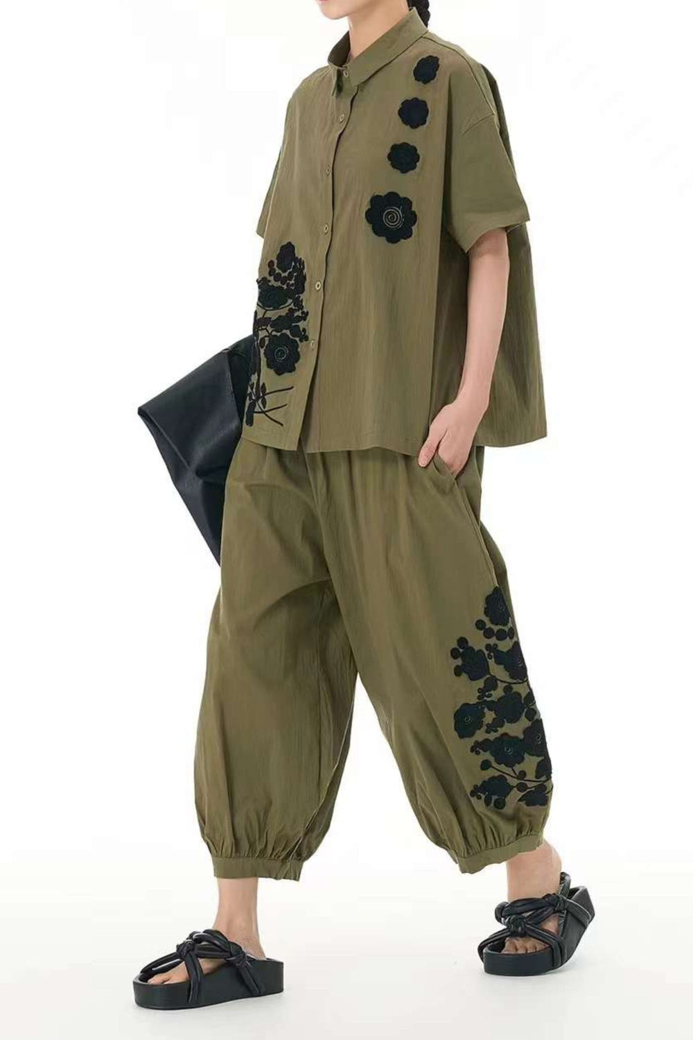 Summer streetwear coord set with half sleeves