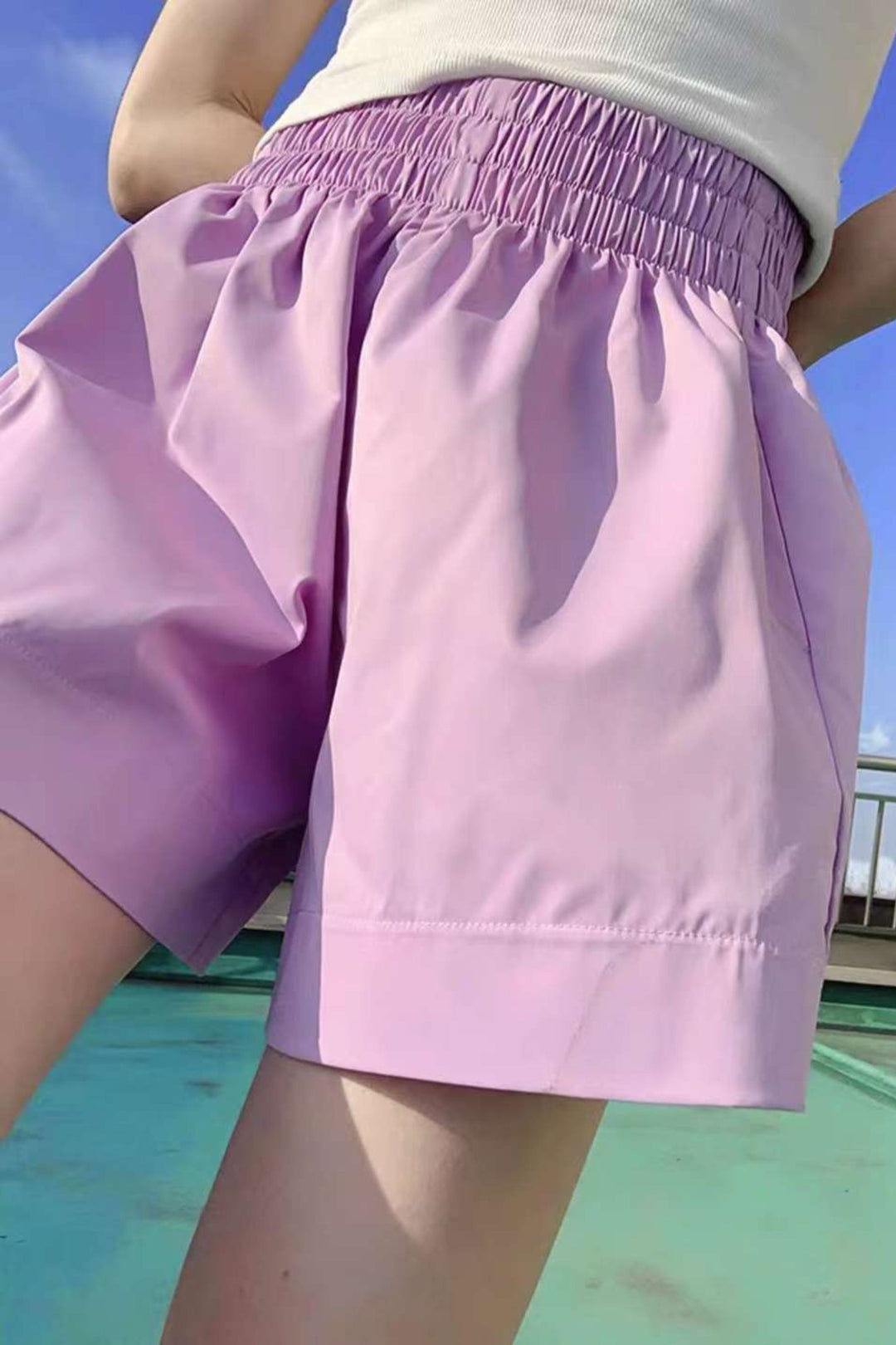 Lavender elasticated shorts for summer