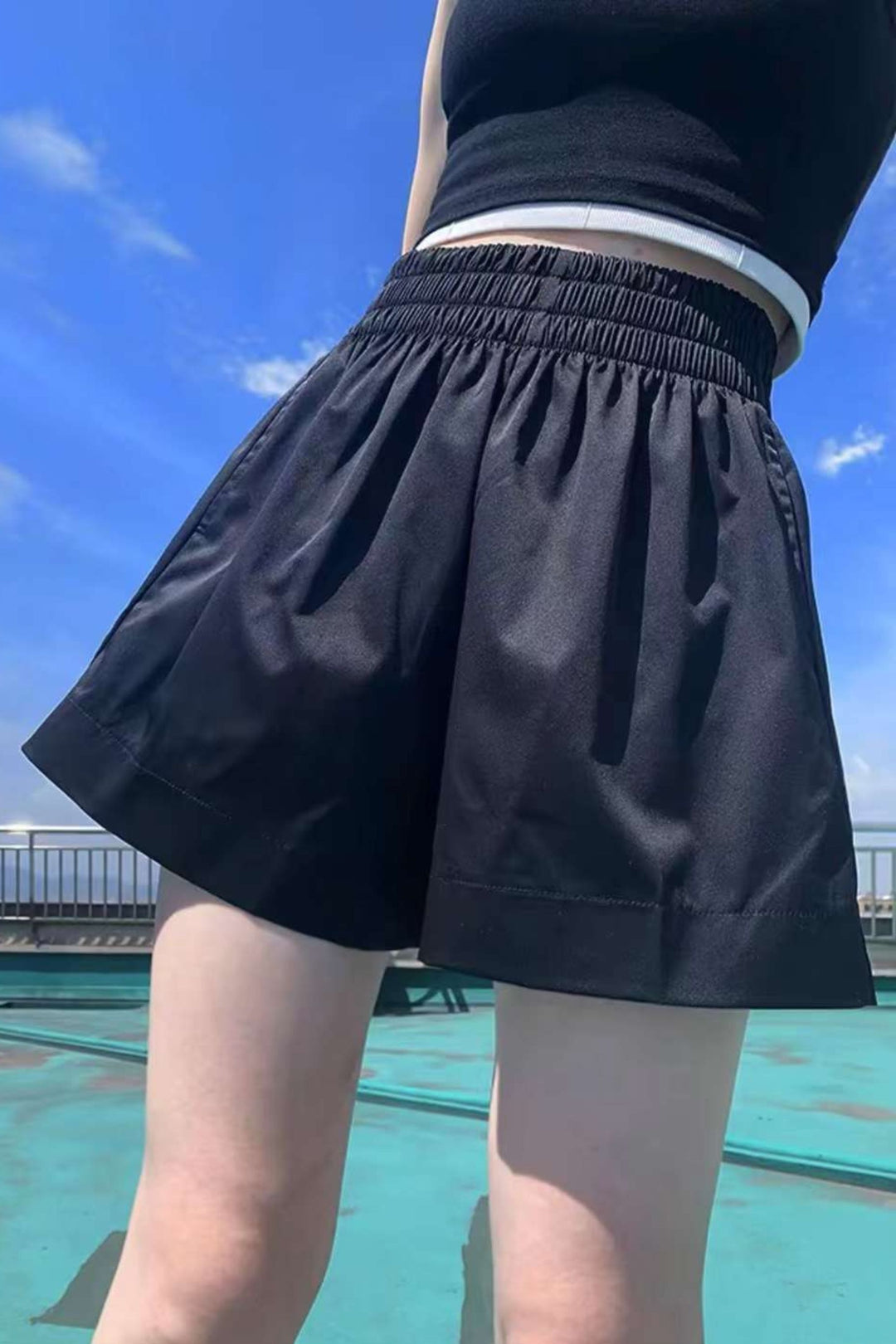 Women's black summer shorts resort wear