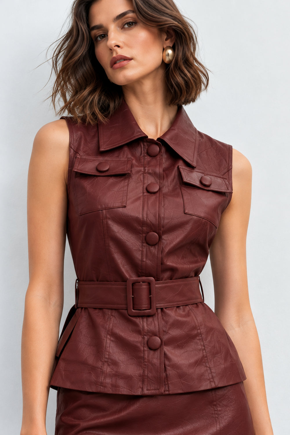 Party wear leather skirt set for women