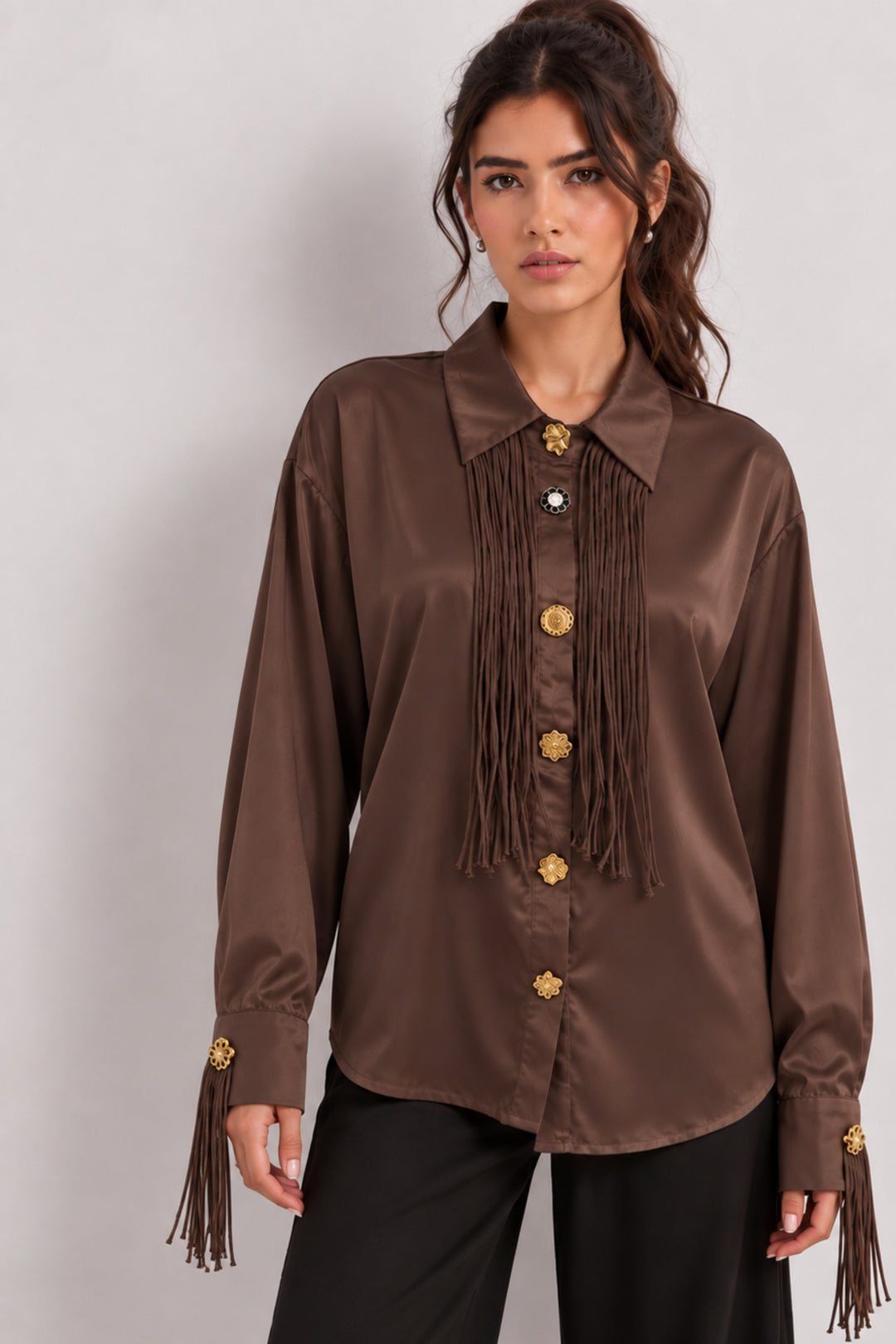oversized satin shirt for women