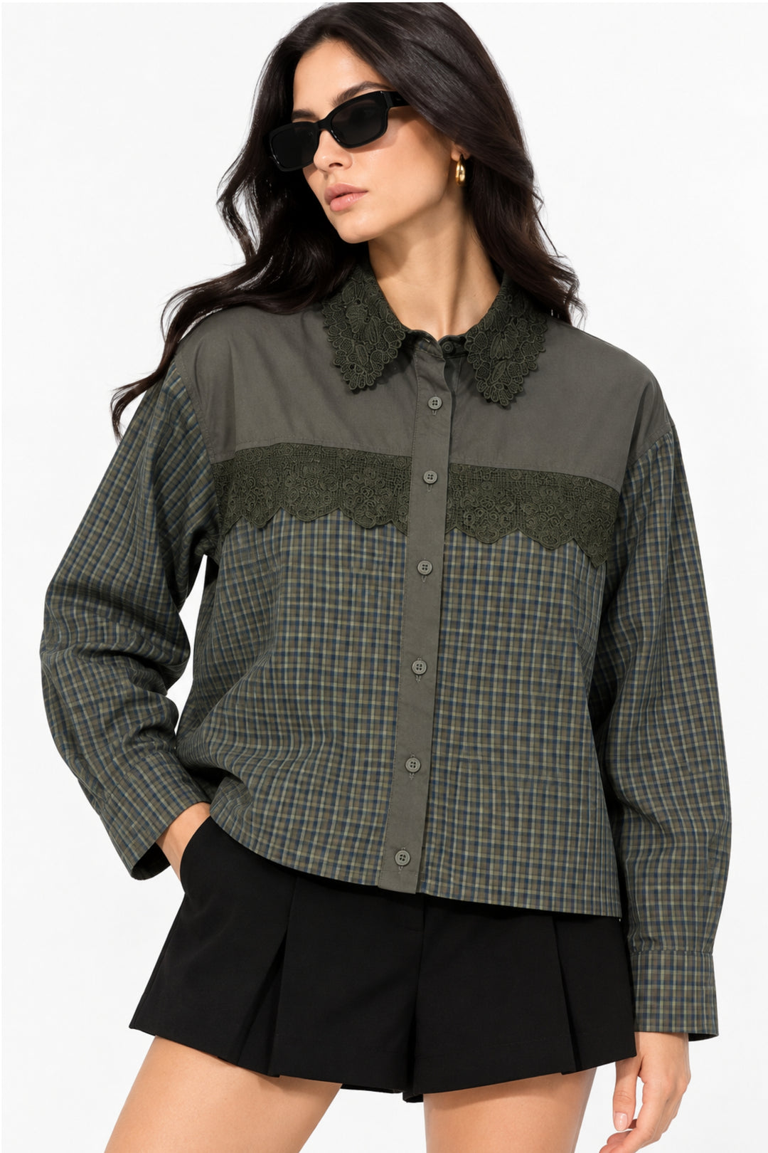 Olive Noir Lace Shirt
