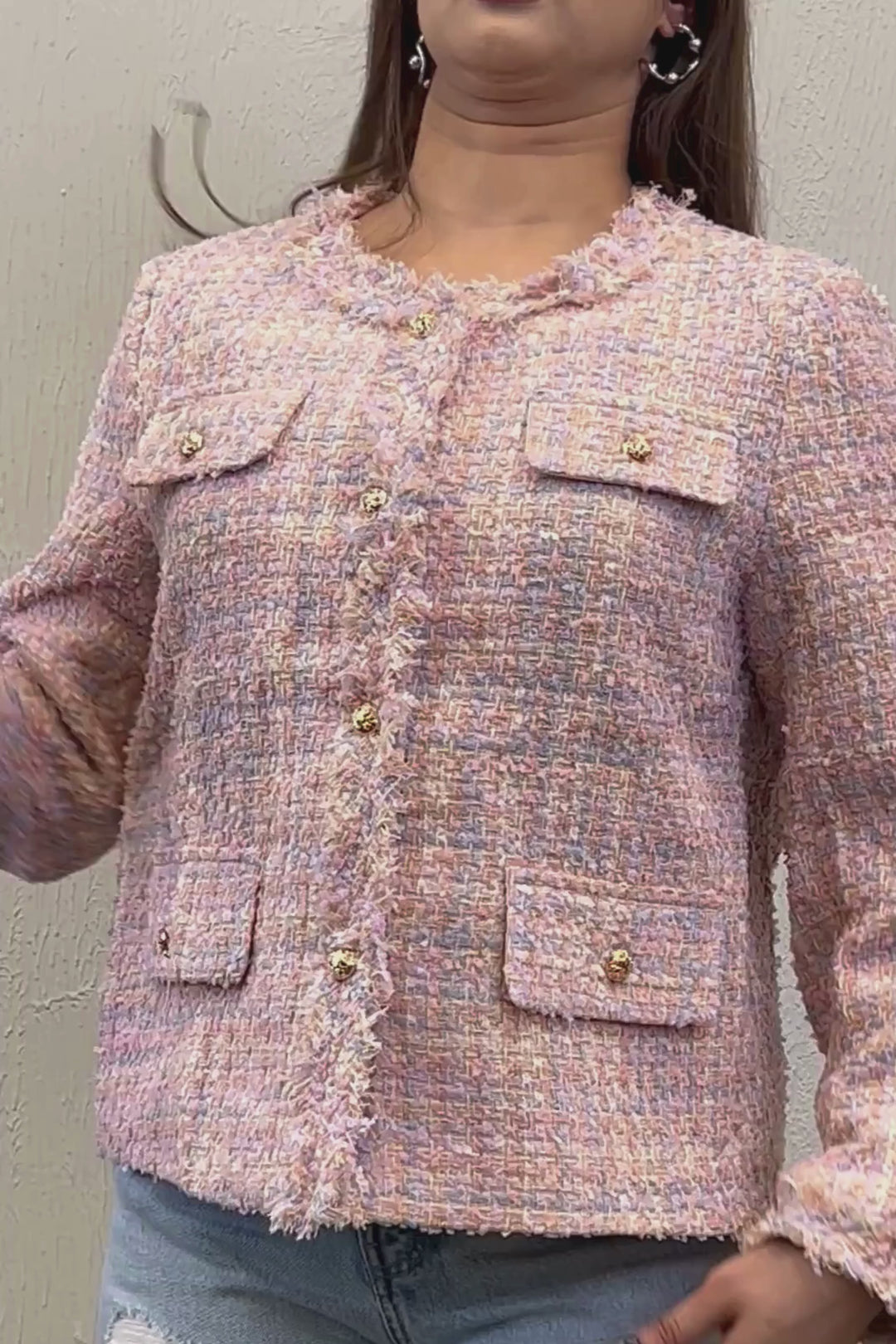 Pastel Textured Tweed Jacket