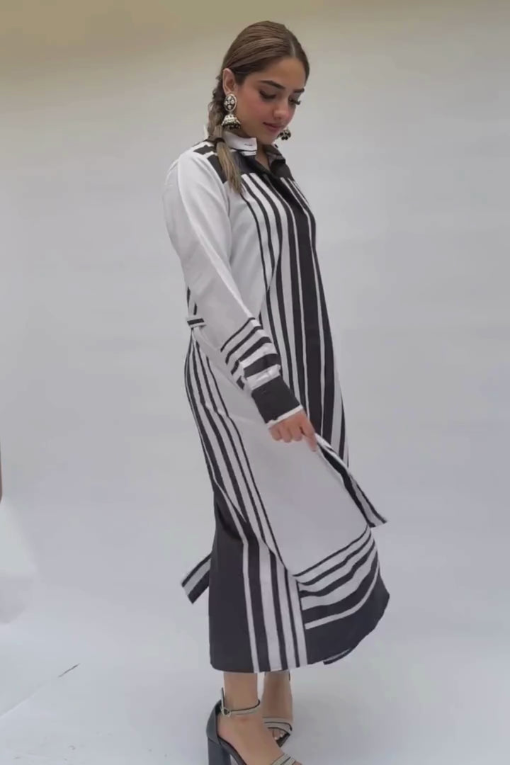 Continual Striped Shirt Dress