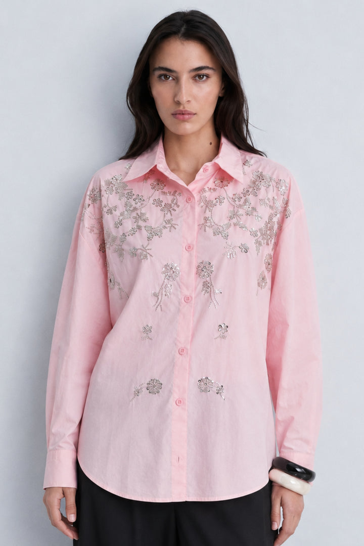 Pink oversized shirt for women
