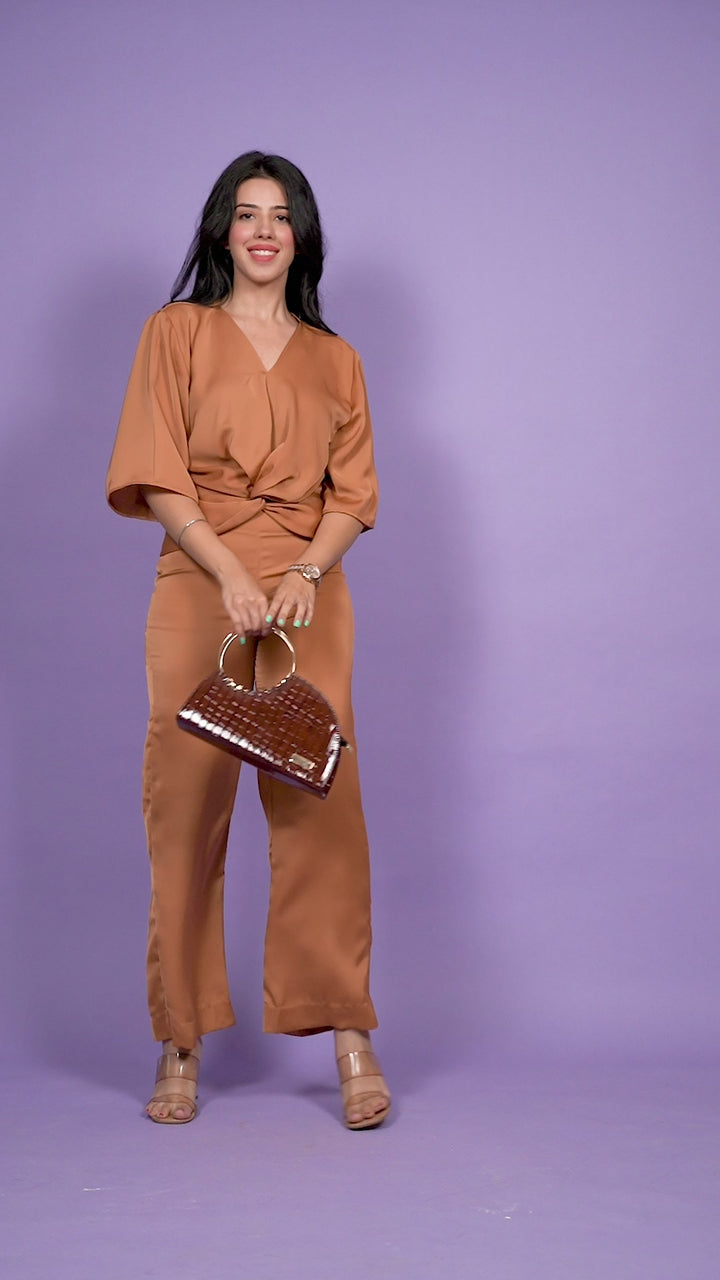 The Eve Jumpsuit In Bronze - Nolabels.in