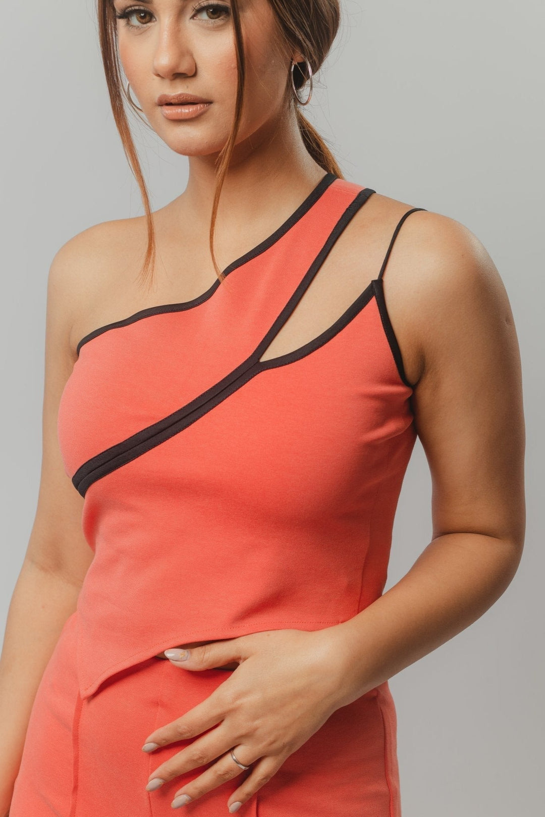 Cutting Edge Knit Top in Coral Nolabels.in
