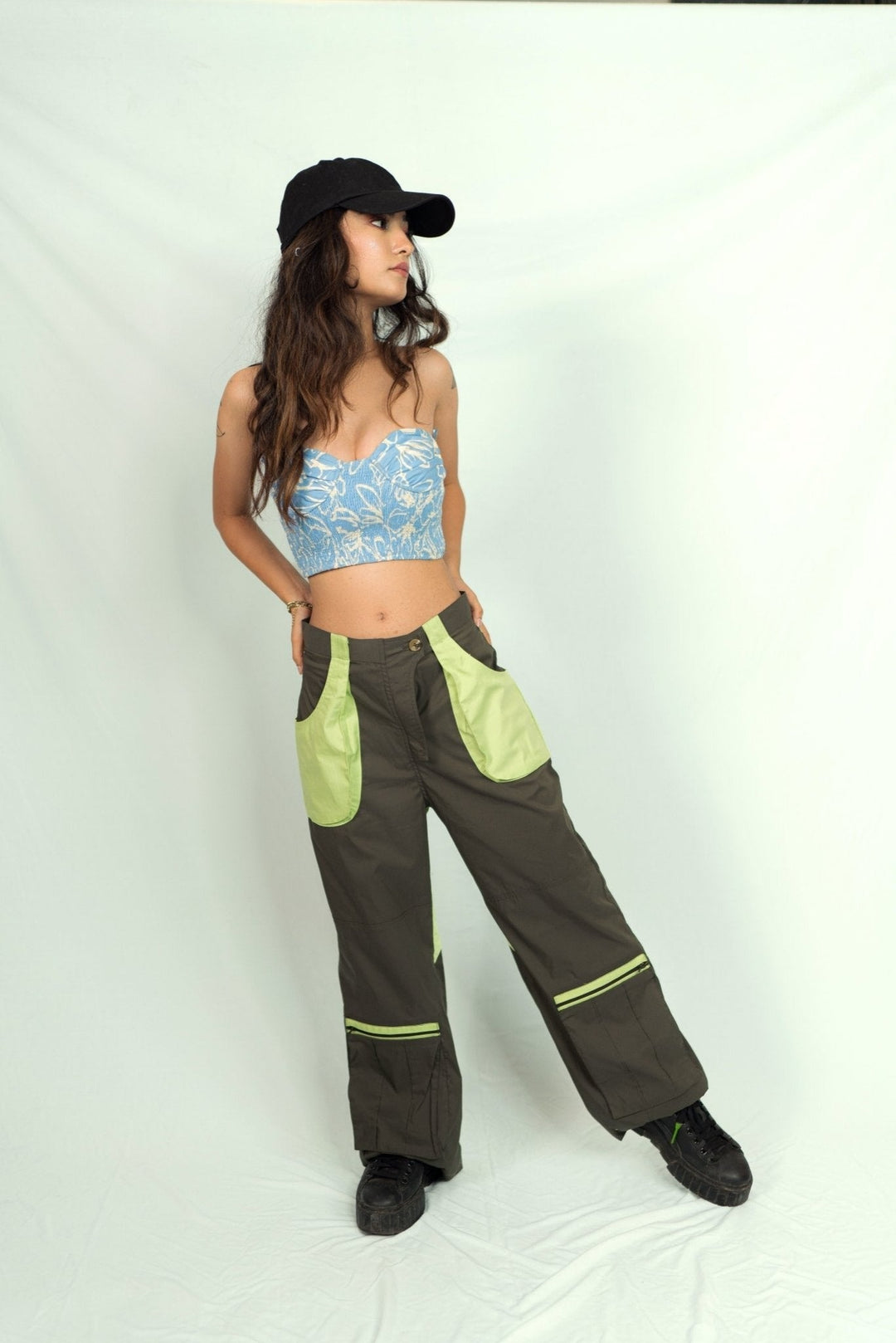 Green Cargo Pants With Patch Pockets Nolabels.in
