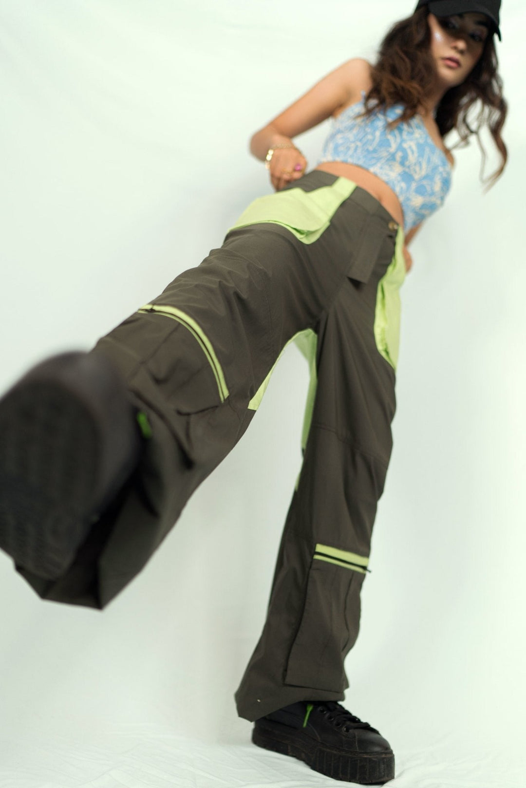 Green Cargo Pants with Patch Pockets for women