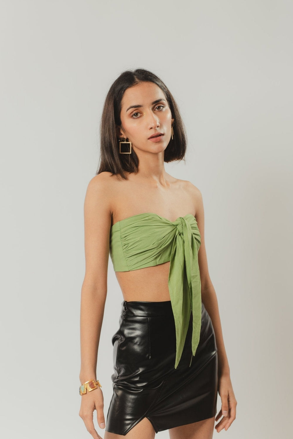 Green Knot It Strapless Top Nolabels.in