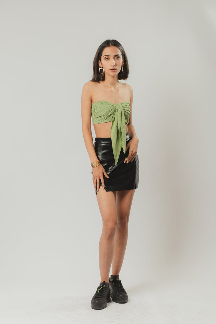 Green knot-it strapless top for summer