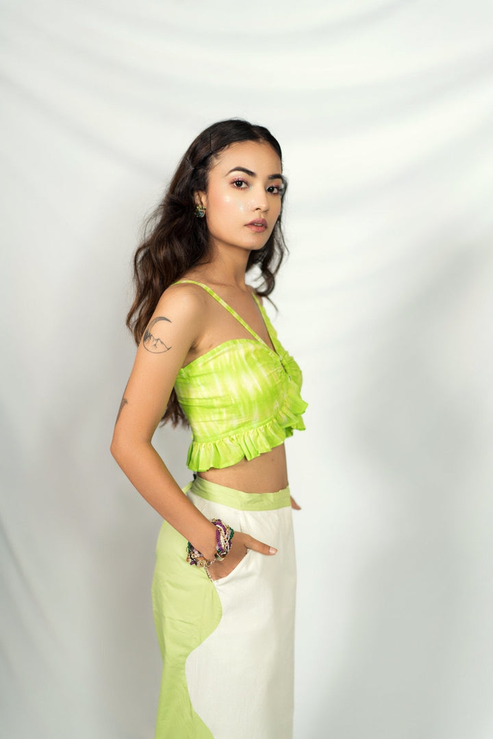 Hand Dyed Neon Green Cami Top Nolabels.in