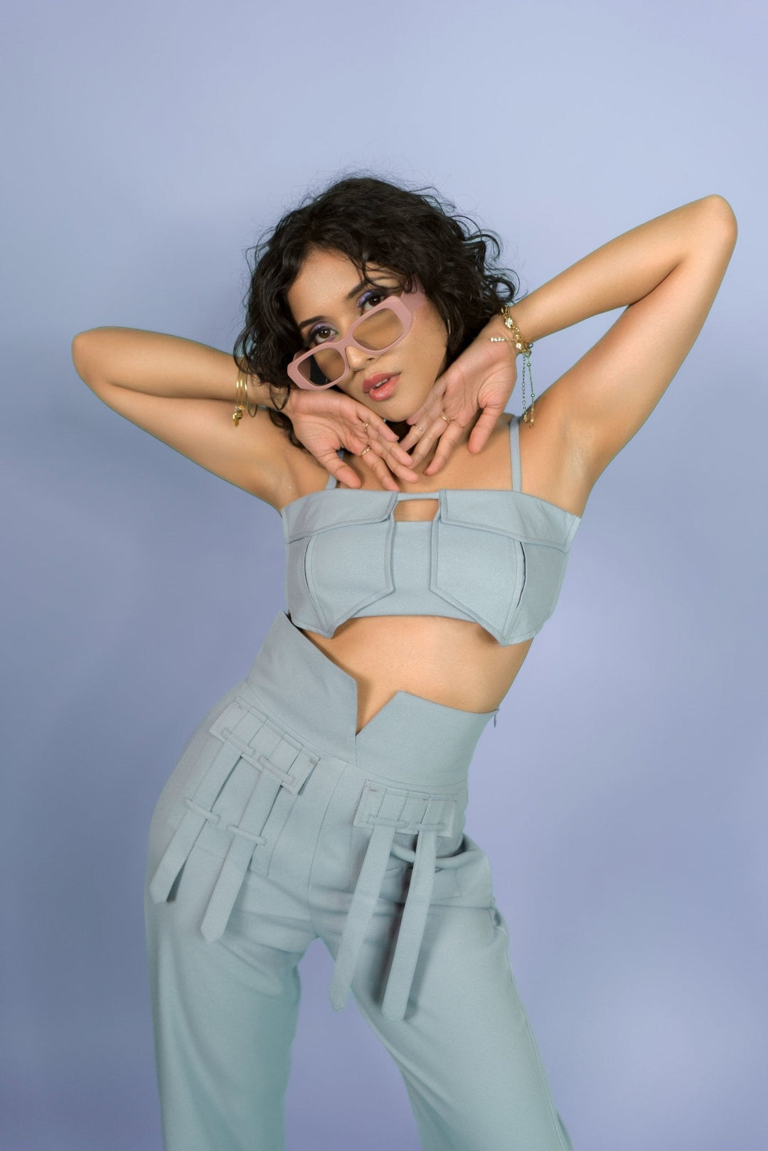 High Waisted Pant In Smoky Blue Nolabels.in