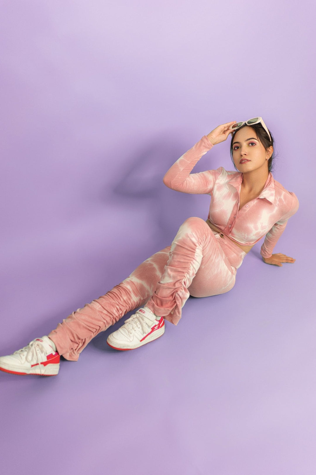 Unique pink tie-dye clothing set for women