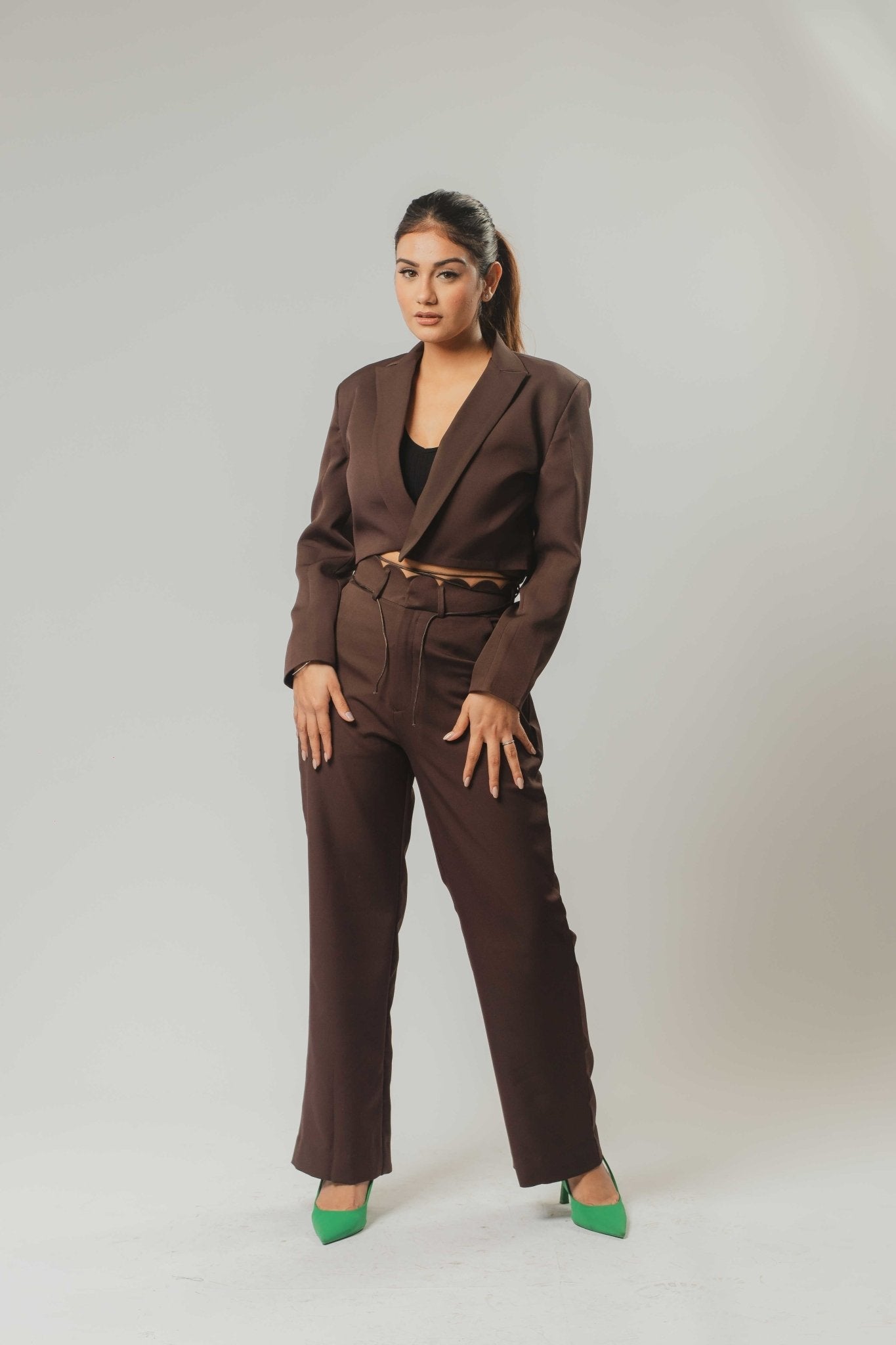 Dark brown cargo pants & trousers for women, Casual wear - Loose fit.