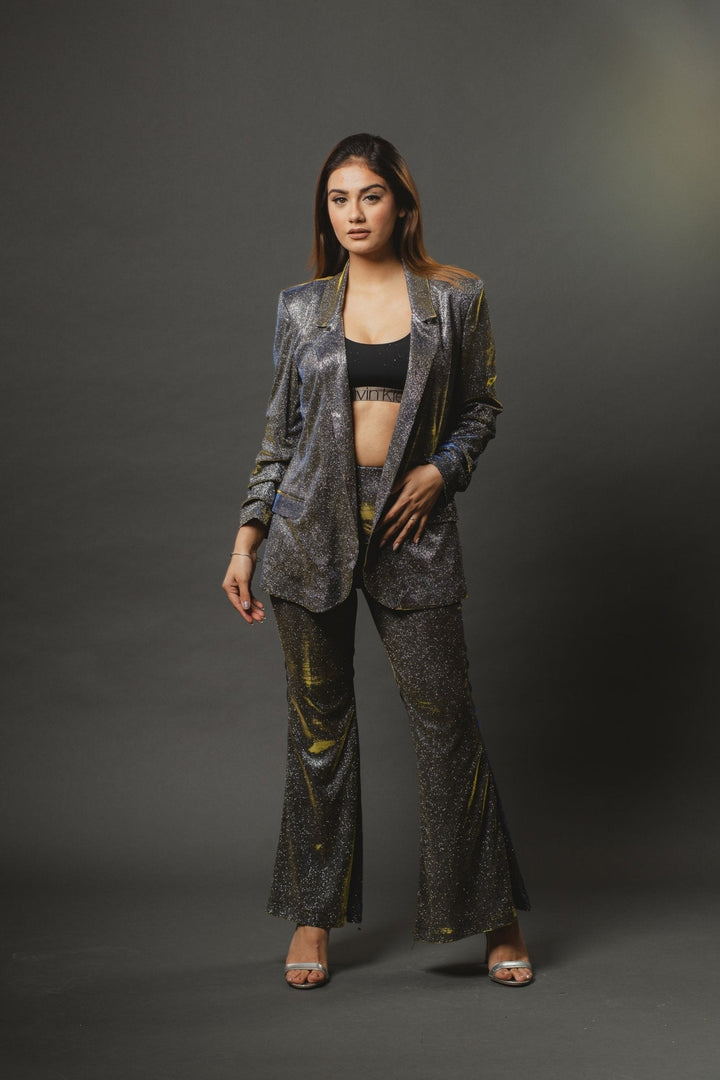 The Shimmer Blazer and Pant Coord Set Nolabels.in